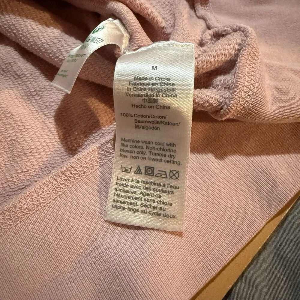3/$15 J Crew Vintage Fleece Sweater M Medium Light Pink Full Zip Hooded Cotton